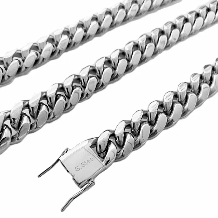 Bling Cartel Necklaces 316L Stainless Steel Chain Miami Cuban Link Necklace 30 x 14MM
