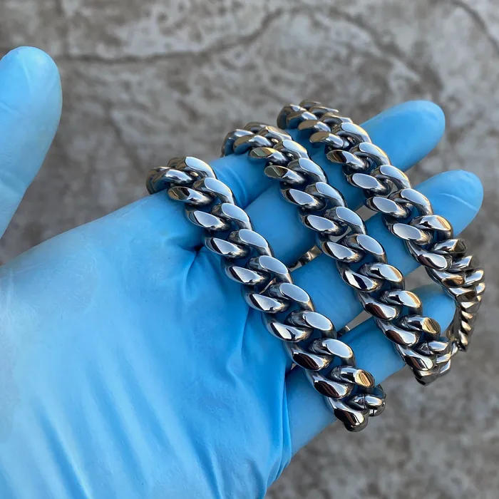 Bling Cartel Necklaces 316L Stainless Steel Chain Miami Cuban Link Necklace 30 x 14MM