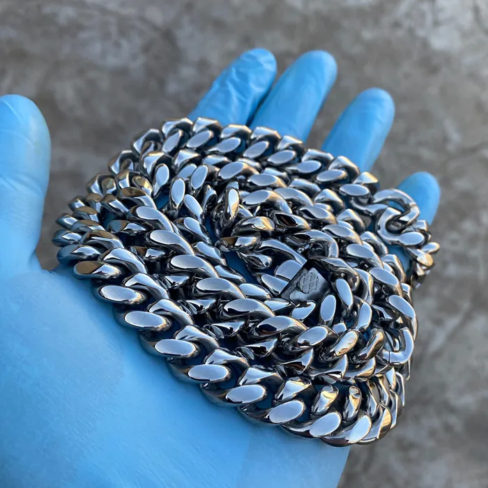 Bling Cartel Necklaces 316L Stainless Steel Chain Miami Cuban Link Necklace 30 x 14MM