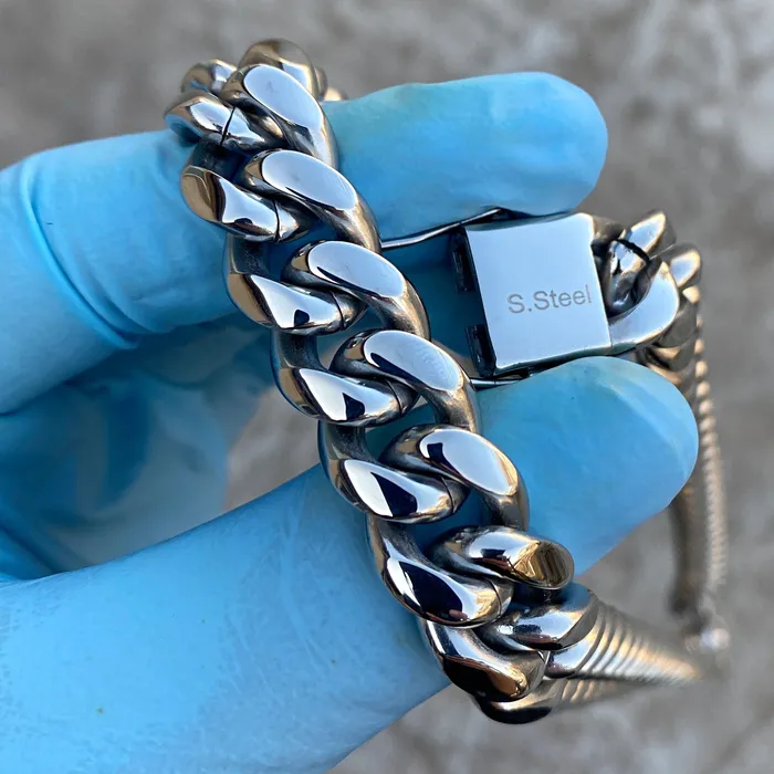 Bling Cartel Necklaces 316L Stainless Steel Chain Miami Cuban Link Necklace 30 x 14MM