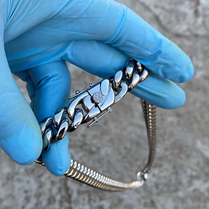 Bling Cartel Necklaces 316L Stainless Steel Chain Miami Cuban Link Necklace 30 x 14MM