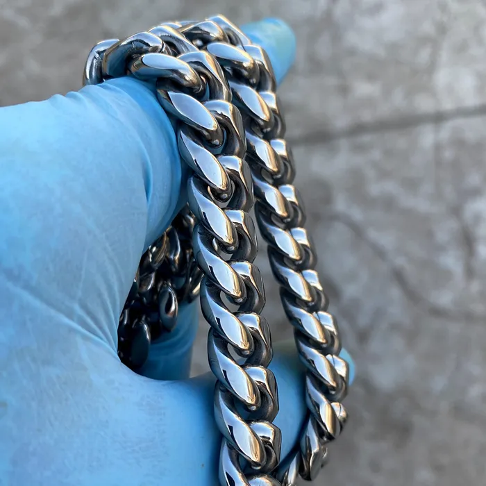 Bling Cartel Necklaces 316L Stainless Steel Chain Miami Cuban Link Necklace 30 x 14MM