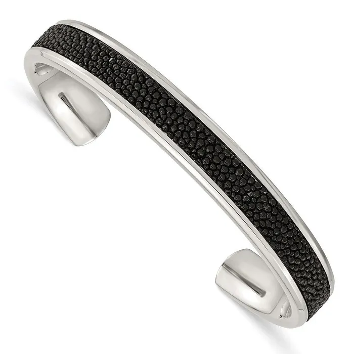 Bracelets Chisel Stainless Steel Polished Genuine Stingray Bangle
