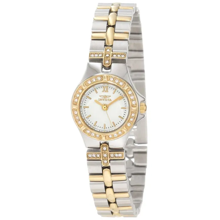 Bracelets Invicta Invicta 0133 Womens Wildflower Crystal Accented Bezel White Dial Two Tone Bracelet Watch