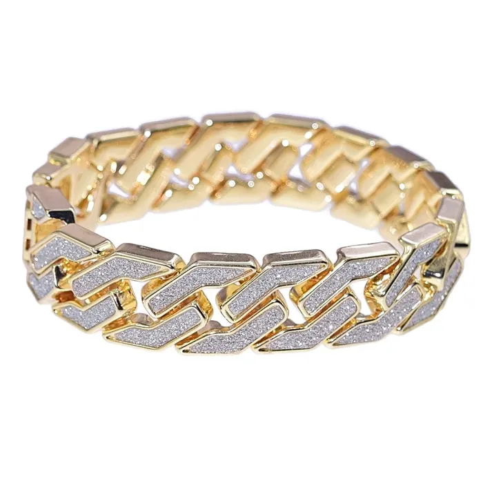 Bracelets Sand Blast Gold Finish Squared Bracelet 85 Bling Cartel Admin