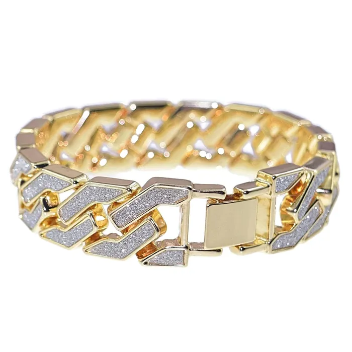 Bracelets Sand Blast Gold Finish Squared Bracelet 85 Bling Cartel Admin