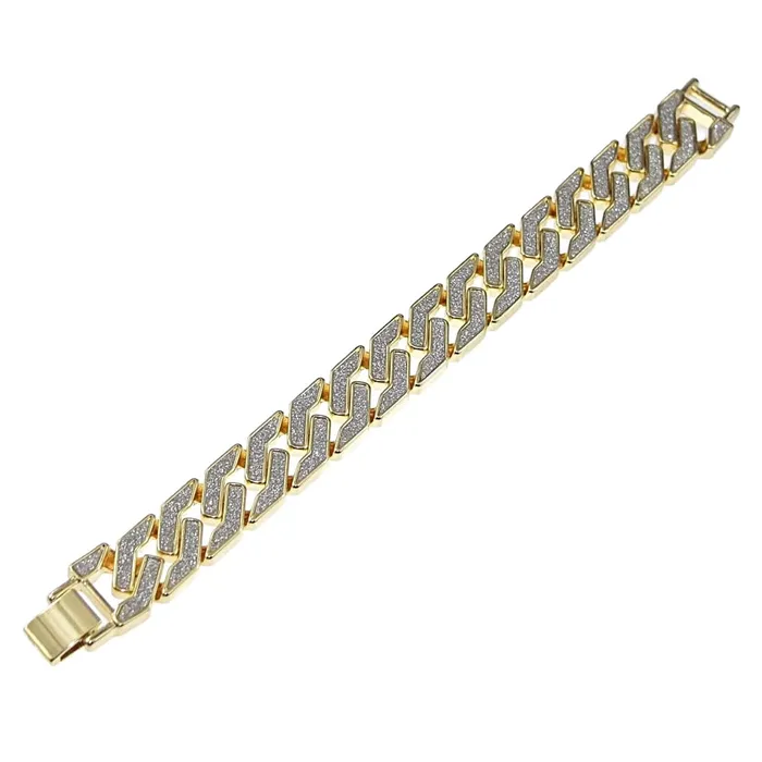 Bracelets Sand Blast Gold Finish Squared Bracelet 85 Bling Cartel Admin