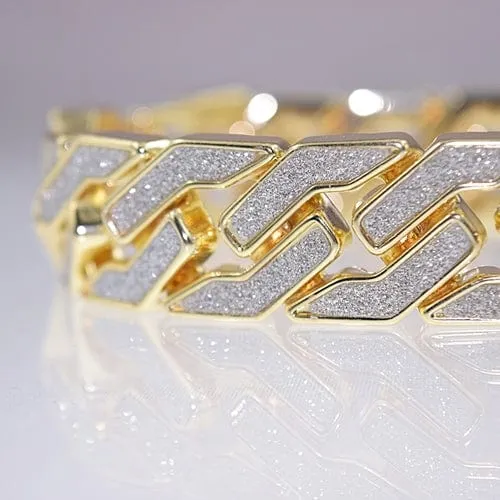 Bracelets Sand Blast Gold Finish Squared Bracelet 85 Bling Cartel Admin