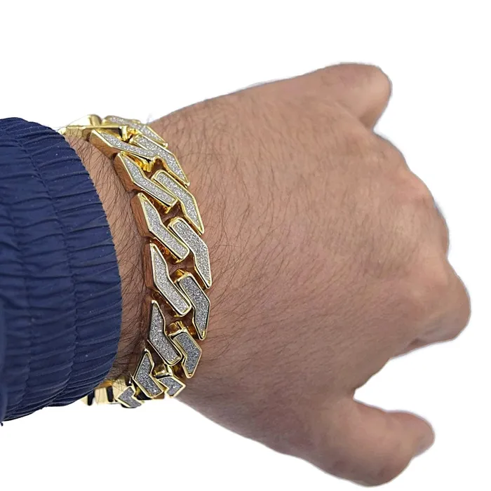 Bracelets Sand Blast Gold Finish Squared Bracelet 85 Bling Cartel Admin
