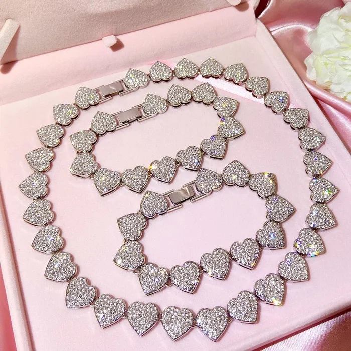Bracelets VVS Jewelry 15mm Fully Bling Iced Out Tennis Chain and Bracelet Bundle Bracelets VVS Jewelry 15mm Fully Bling Iced Out Tennis Chain and Bracelet Bundle