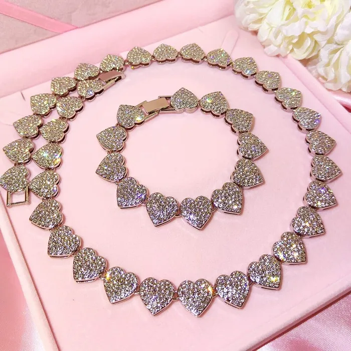 Bracelets VVS Jewelry 15mm Fully Bling Iced Out Tennis Chain and Bracelet Bundle