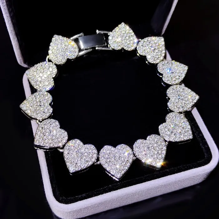 Bracelets VVS Jewelry 15mm Fully Bling Iced Out Tennis Chain and Bracelet Bundle