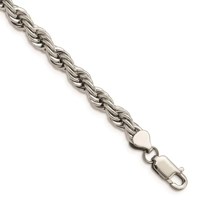 Chisel Bracelets Stainless Steel Polished 7mm Rope Bracelet