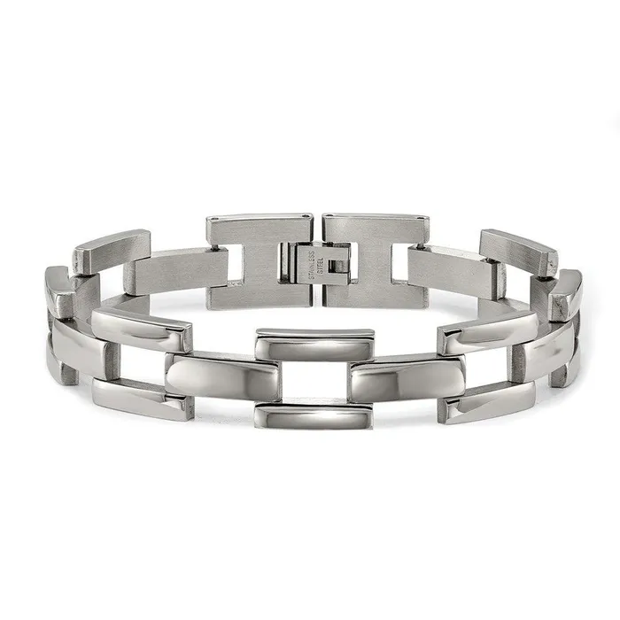 Chisel Bracelets Stainless Steel Polished Open Link 85 inch Bracelet Chisel Bracelets Stainless Steel Polished Open Link 85 inch Bracelet