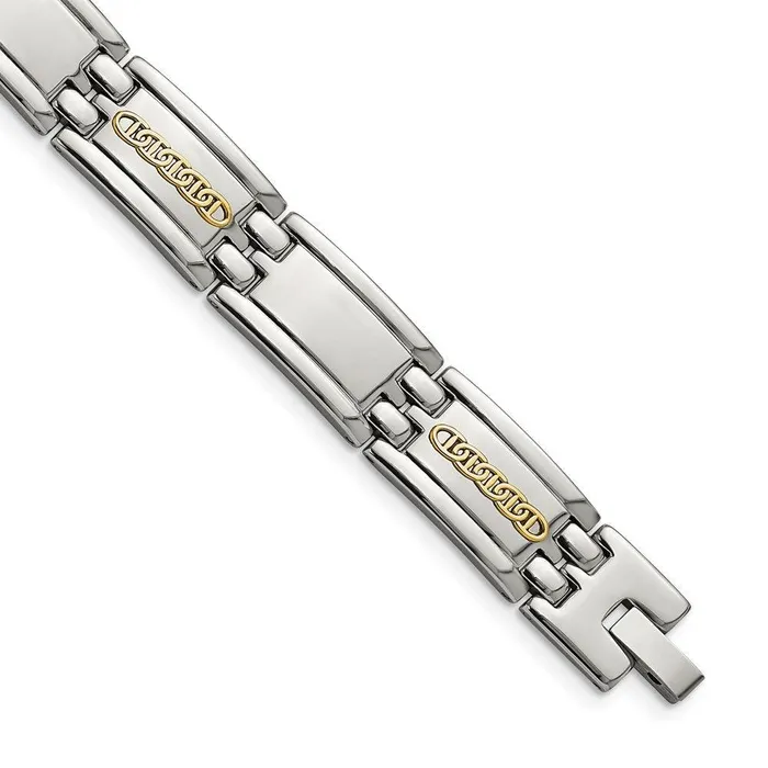 Chisel Bracelets Stainless Steel w14k Accent Polished 875in Link Bracelet Chisel Bracelets Stainless Steel w14k Accent Polished 875in Link Bracelet