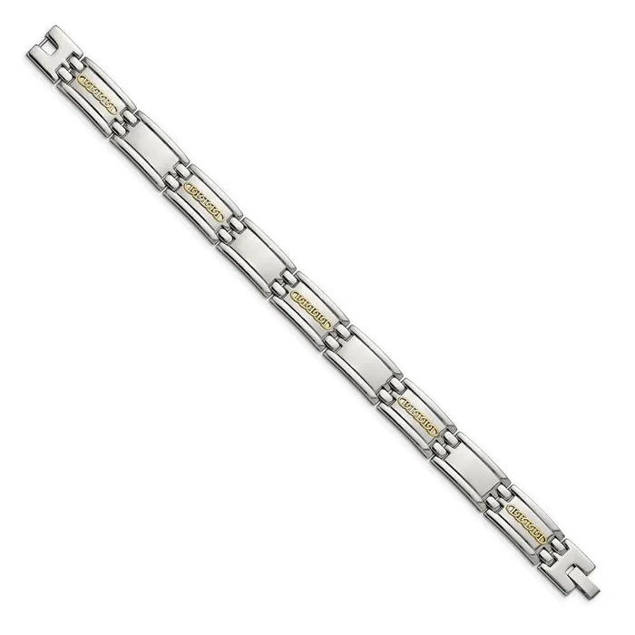 Chisel Bracelets Stainless Steel w14k Accent Polished 875in Link Bracelet Chisel Bracelets Stainless Steel w14k Accent Polished 875in Link Bracelet