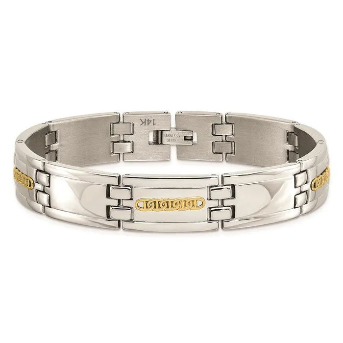 Chisel Bracelets Stainless Steel w14k Accent Polished 875in Link Bracelet Chisel Bracelets Stainless Steel w14k Accent Polished 875in Link Bracelet