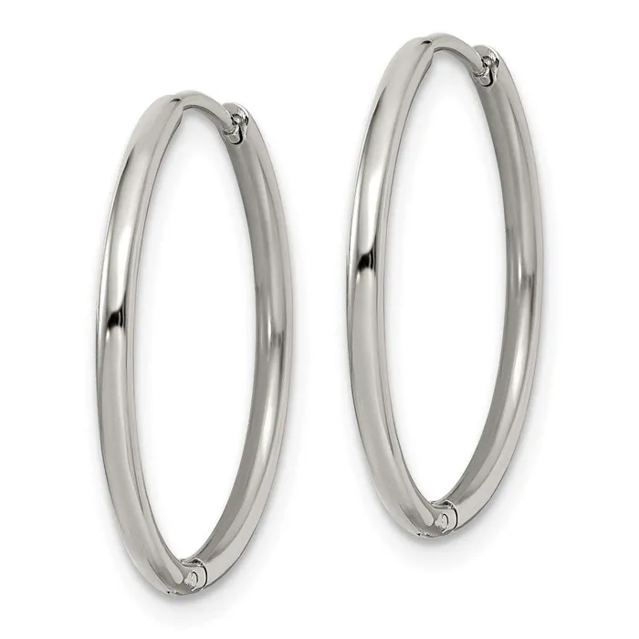 Chisel Earrings Stainless Steel Polished 16mm Hinged Hoop Earrings Chisel Earrings Stainless Steel Polished 16mm Hinged Hoop Earrings
