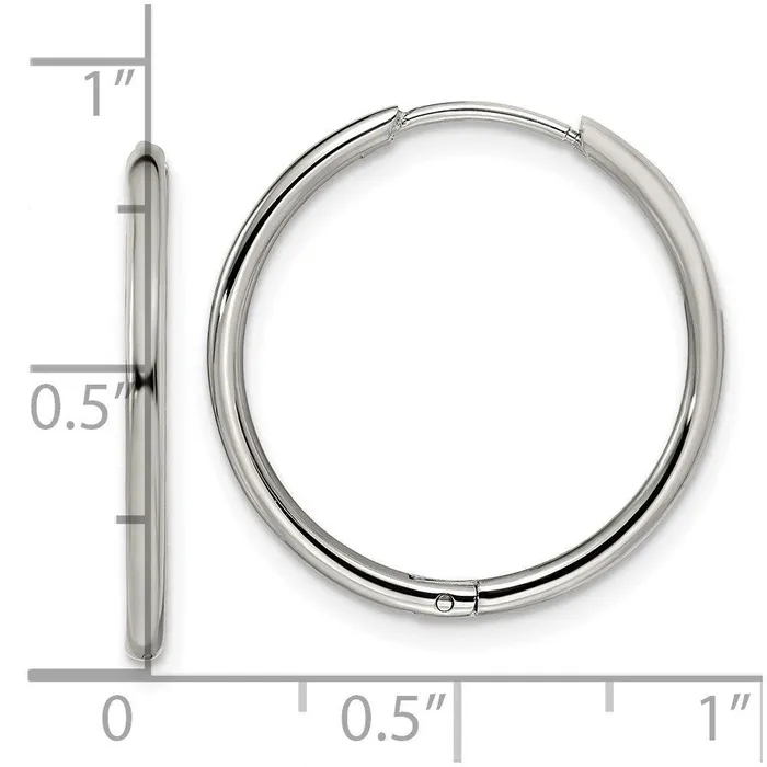 Chisel Earrings Stainless Steel Polished 16mm Hinged Hoop Earrings Chisel Earrings Stainless Steel Polished 16mm Hinged Hoop Earrings
