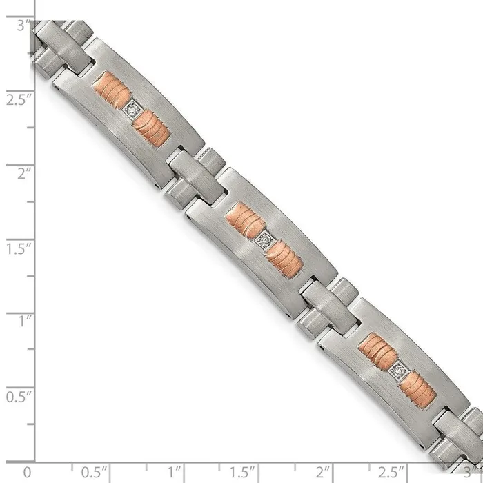 Chisel Stainless Steel Brushed Rose IPplated w CZ 85in Bracelet Bracelets Chisel Stainless Steel Brushed Rose IPplated w CZ 85in Bracelet Bracelets