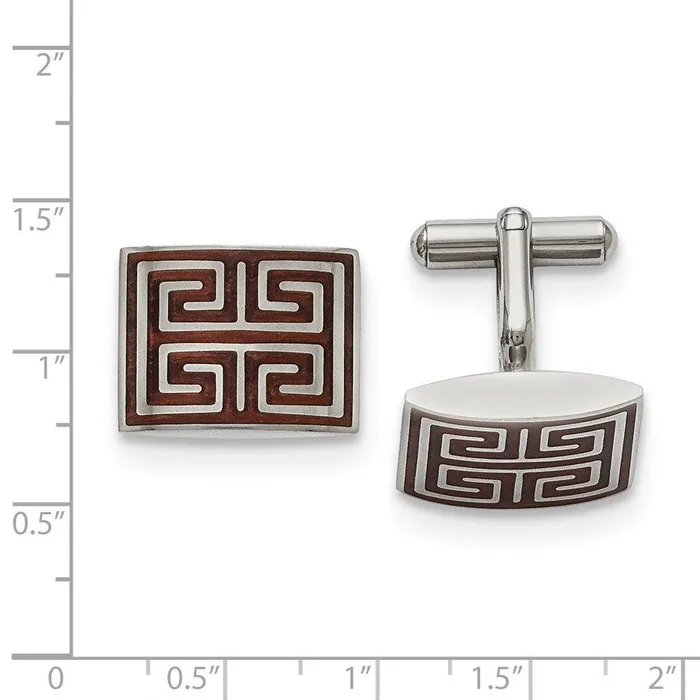 Chisel Stainless Steel Polished Wood Inlay Cufflinks Bracelets Chisel Stainless Steel Polished Wood Inlay Cufflinks Bracelets