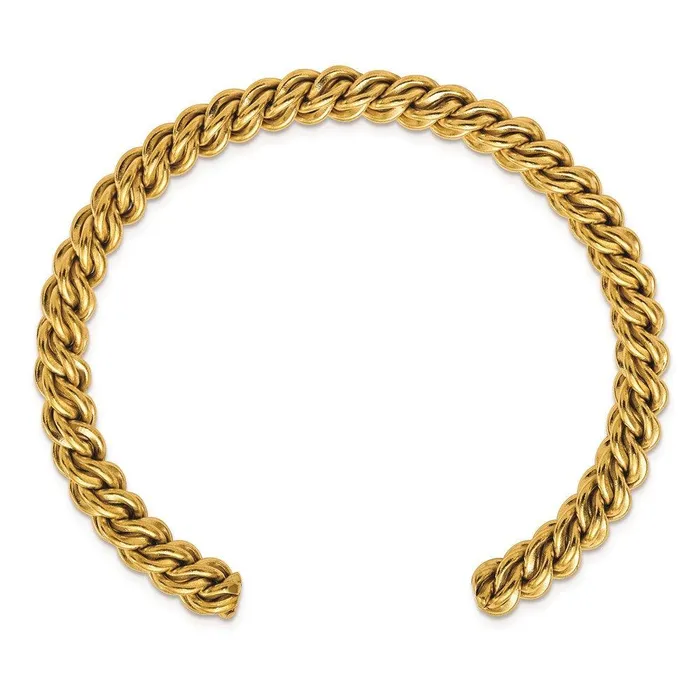 Chisel Stainless Steel Polished Yellow IPplated Twisted 6mm Cuff Bangle Bracelets Chisel Stainless Steel Polished Yellow IPplated Twisted 6mm Cuff Bangle Bracelets
