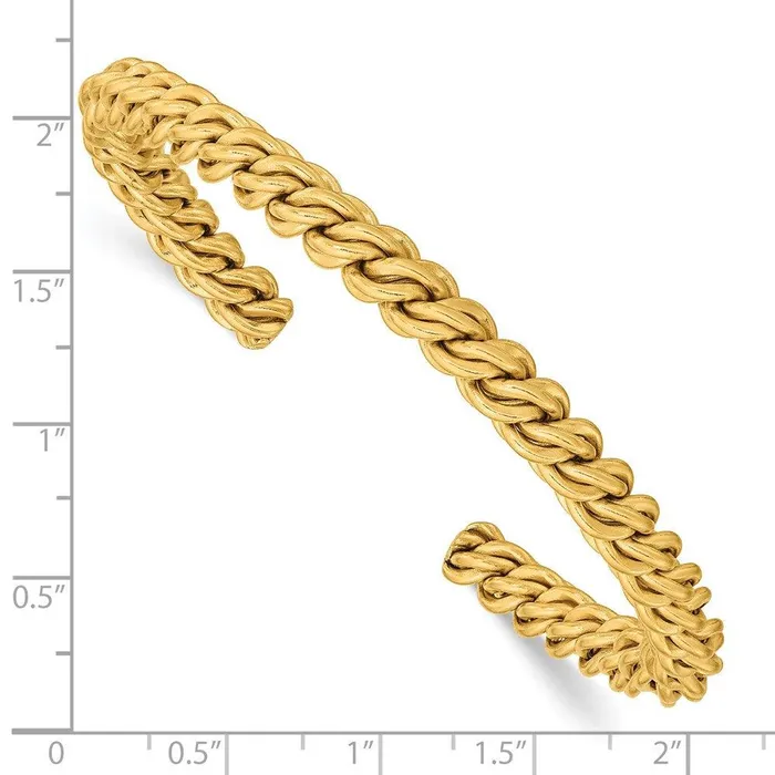 Chisel Stainless Steel Polished Yellow IPplated Twisted 6mm Cuff Bangle Bracelets Chisel Stainless Steel Polished Yellow IPplated Twisted 6mm Cuff Bangle Bracelets