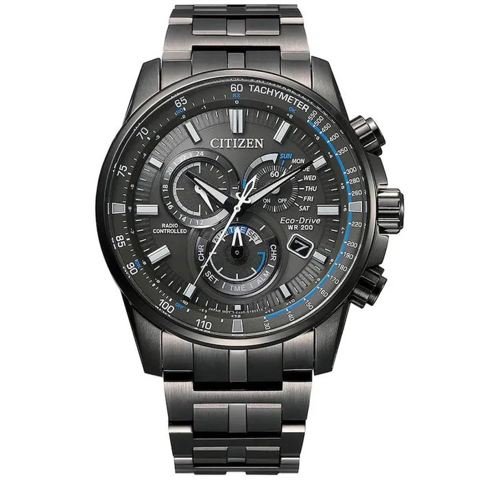 Citizen Bracelets Citizen Mens Chronograph Watch PCAT Black Dial Grey Bracelet Atomic CB588755H Citizen Bracelets Citizen Mens Chronograph Watch PCAT Black Dial Grey Bracelet Atomic CB588755H