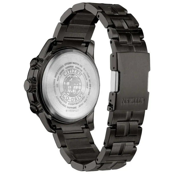 Citizen Bracelets Citizen Mens Chronograph Watch PCAT Black Dial Grey Bracelet Atomic CB588755H Citizen Bracelets Citizen Mens Chronograph Watch PCAT Black Dial Grey Bracelet Atomic CB588755H