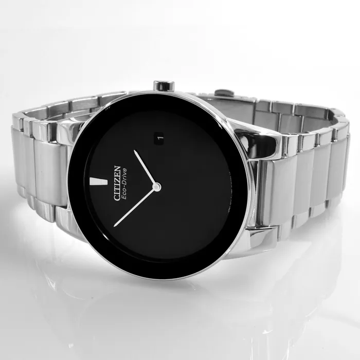Citizen Mens Stainless Steel Watch Axiom EcoDrive Black Dial AU106051E Citizen Bracelets