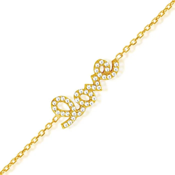 Classic Bracelets Sterling Silver GP LOVE Inscription Bracelet 6