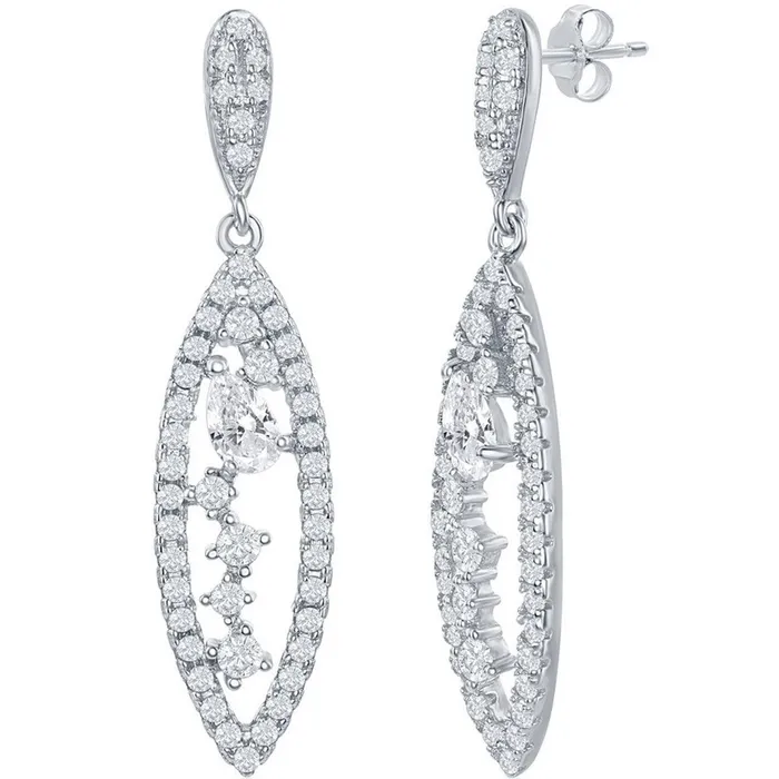 Classic Earrings Classic Womens Earrings Sterling Silver Marquise Multi Shaped White CZ D7837 Classic Earrings Classic Womens Earrings Sterling Silver Marquise Multi Shaped White CZ D7837