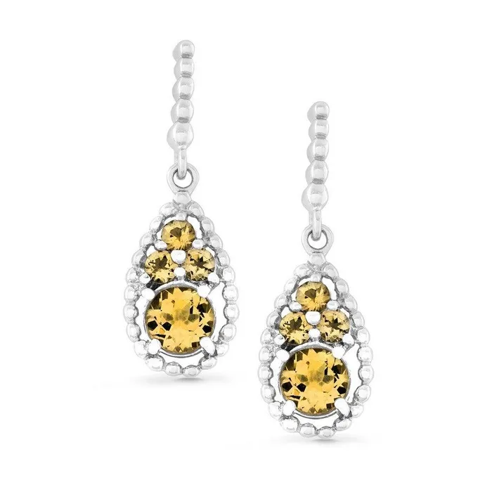 Classic Earrings Sterling Silver Tearshaped Cluster of Round Citrine Earrings Classic Earrings Sterling Silver Tearshaped Cluster of Round Citrine Earrings