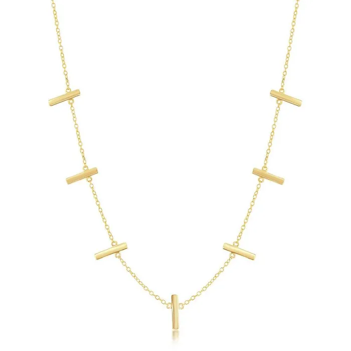 Classic Necklaces Sterling Silver Gold Plated Verticle Bars Necklace