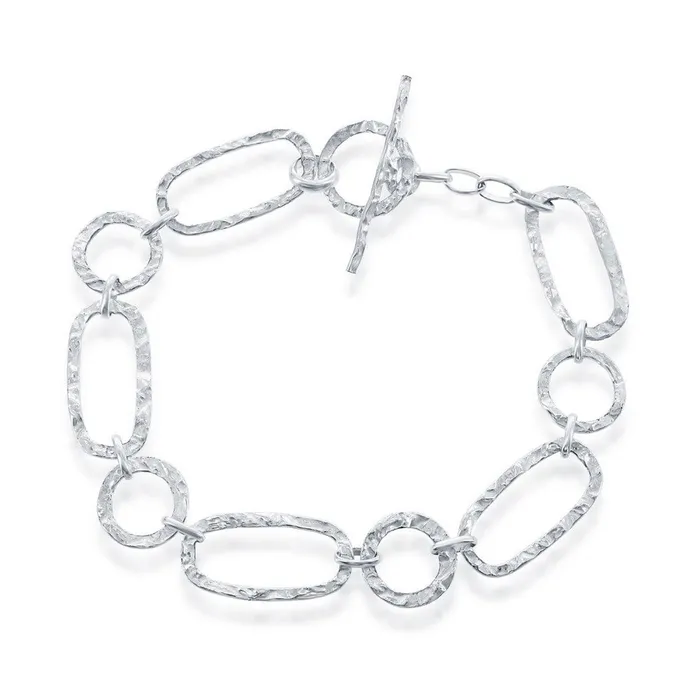 Classic Womens Bracelet Sterling Silver Hammered Style S4427 Classic Bracelets