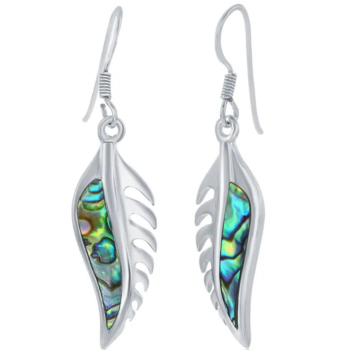 Classic Womens Earrings Sterling Silver Abalone Leaf French Wire Closure D8041 Classic Earrings Classic Womens Earrings Sterling Silver Abalone Leaf French Wire Closure D8041 Classic Earrings
