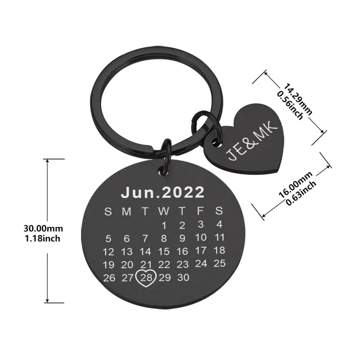 Custom Name and Photo Couple Keychain with Calendar Date VVS Jewelry Necklaces
