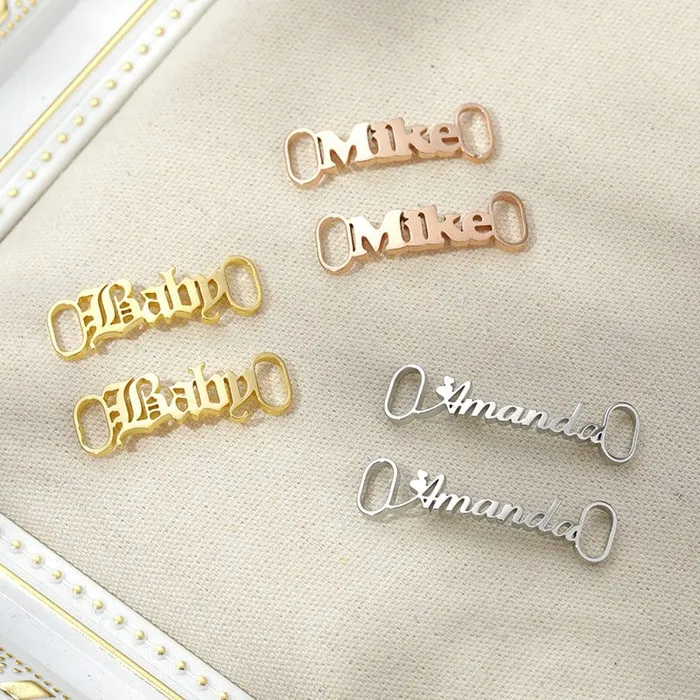 Custom Name Shoe Buckles Shoelace Decoration Charm 2pack set VVS Jewelry Charm Necklaces