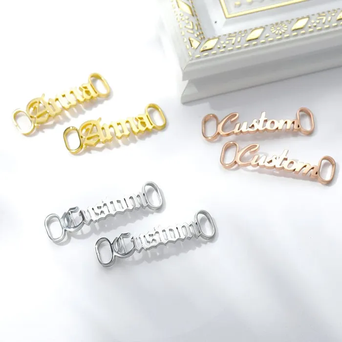 Custom Name Shoe Buckles Shoelace Decoration Charm 2pack set VVS Jewelry Charm Necklaces