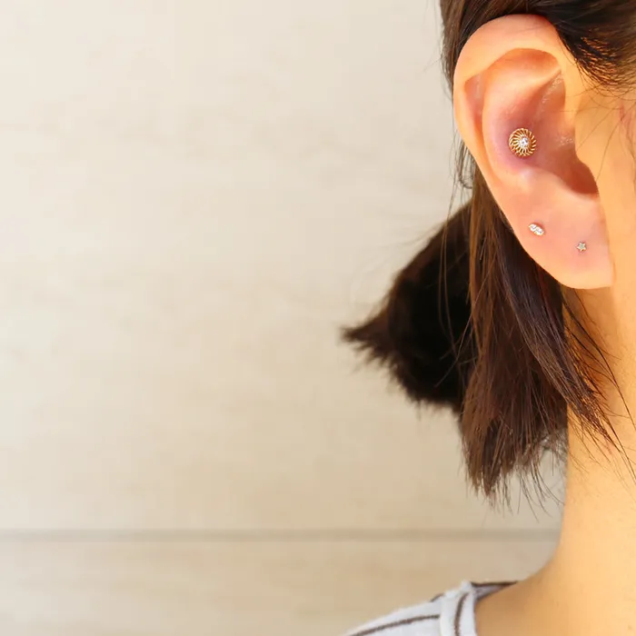 CZ Net Circle Ear Piercing from J Shop Earrings