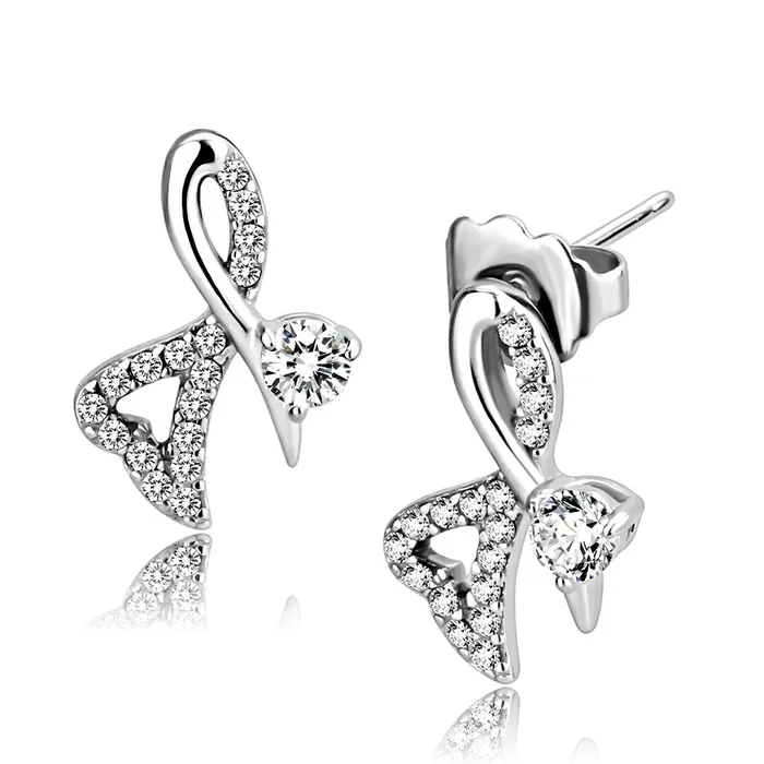 DA204 High polished no plating Stainless Steel Earrings with AAA Grade CZ in Clear Alamode Earrings DA204 High polished no plating Stainless Steel Earrings with AAA Grade CZ in Clear Alamode Earrings