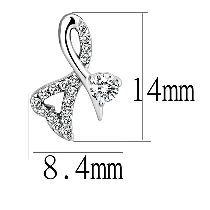 DA204 High polished no plating Stainless Steel Earrings with AAA Grade CZ in Clear Alamode Earrings