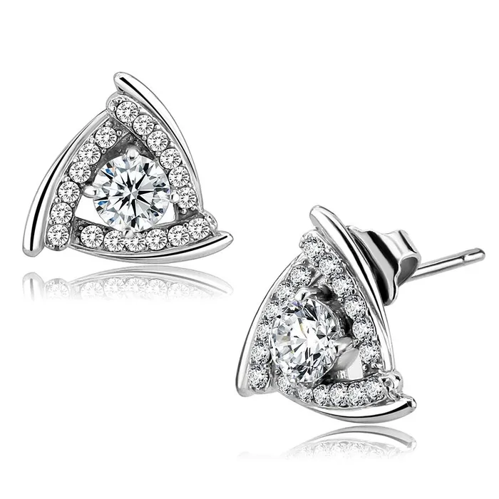 DA328 No Plating Stainless Steel Earrings with AAA Grade CZ in Clear Alamode Earrings DA328 No Plating Stainless Steel Earrings with AAA Grade CZ in Clear Alamode Earrings