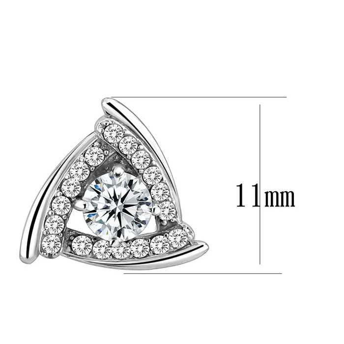 DA328 No Plating Stainless Steel Earrings with AAA Grade CZ in Clear Alamode Earrings