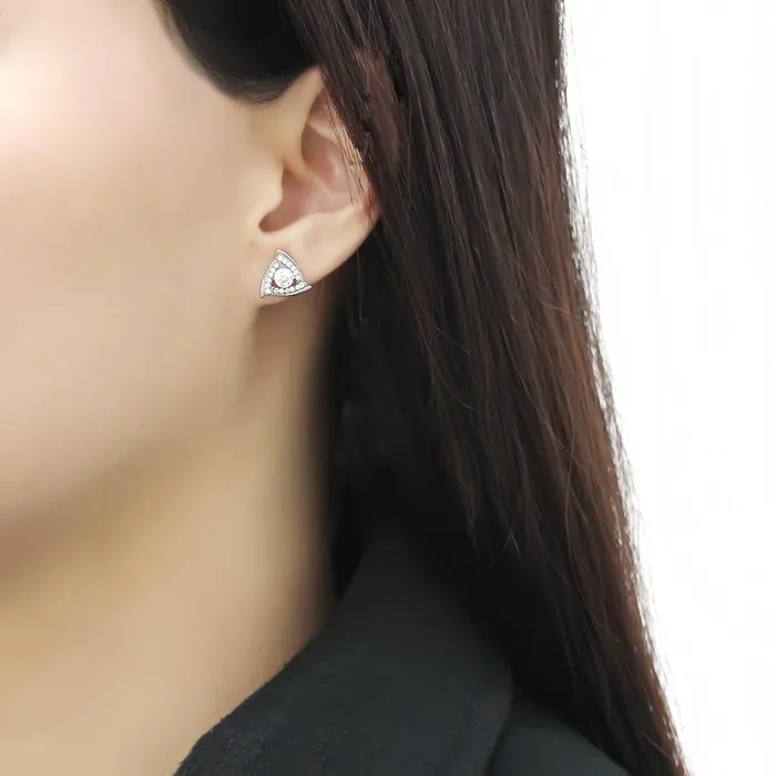 DA328 No Plating Stainless Steel Earrings with AAA Grade CZ in Clear Alamode Earrings