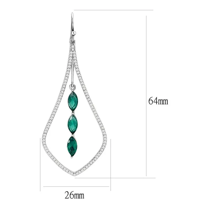 DA376 High polished no plating Stainless Steel Earrings with Synthetic Synthetic Glass in Blue Zircon Alamode Earrings