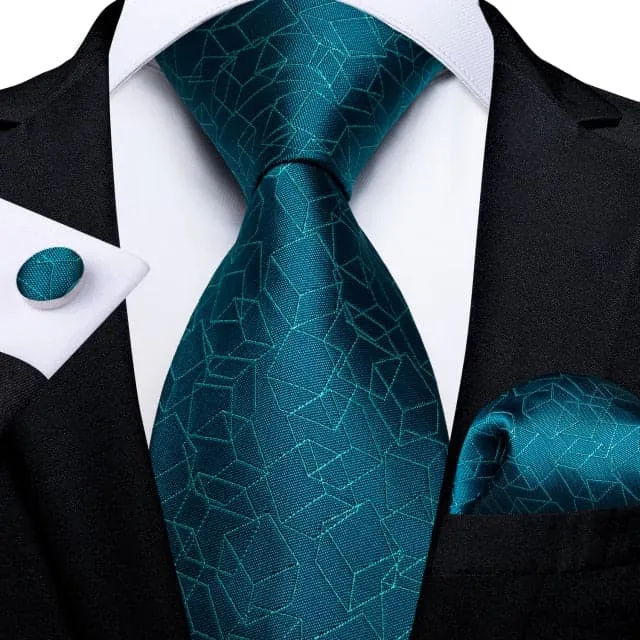 DBG VIP Design Collection Mens Fashion Deep Emerald Green Golden Stripes Design 100 Premium Quality Silk Ties Divine Inspiration Styles Earrings