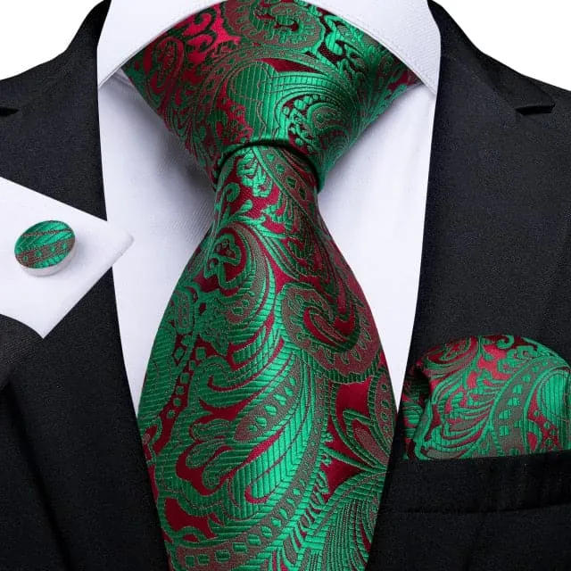 DBG VIP Design Collection Mens Fashion Deep Emerald Green Golden Stripes Design 100 Premium Quality Silk Ties Divine Inspiration Styles Earrings