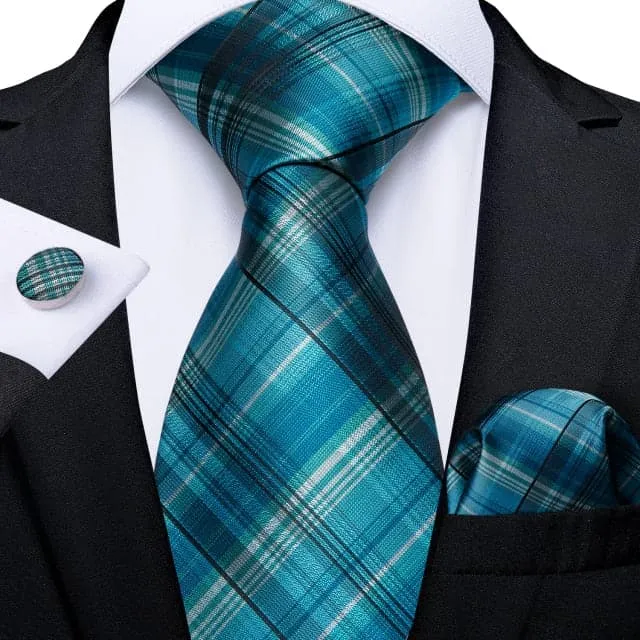 DBG VIP Design Collection Mens Fashion Deep Emerald Green Golden Stripes Design 100 Premium Quality Silk Ties Divine Inspiration Styles Earrings