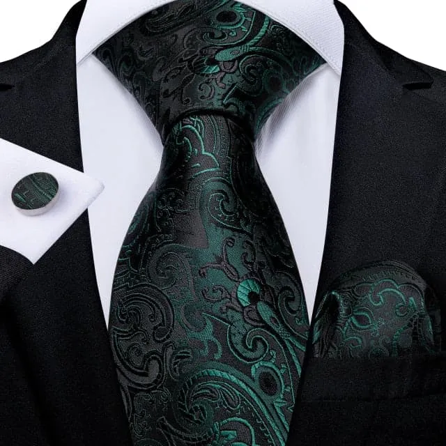 DBG VIP Design Collection Mens Fashion Deep Emerald Green Golden Stripes Design 100 Premium Quality Silk Ties Divine Inspiration Styles Earrings
